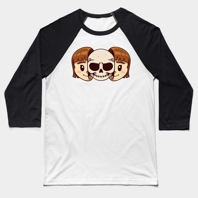 Skull And Girl Baseball T-Shirt by andhiika
